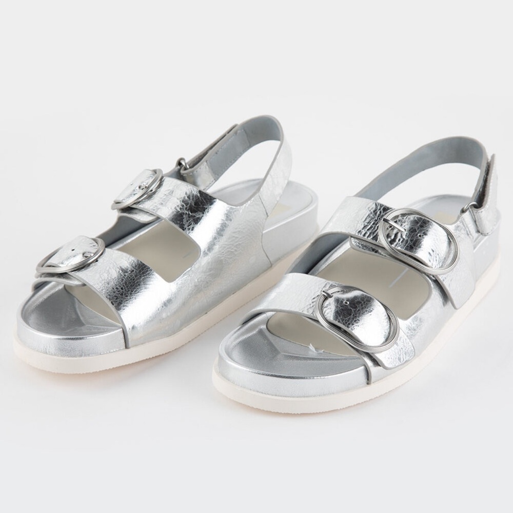 Dolce Vita Shiny Silver Buckle Sandals